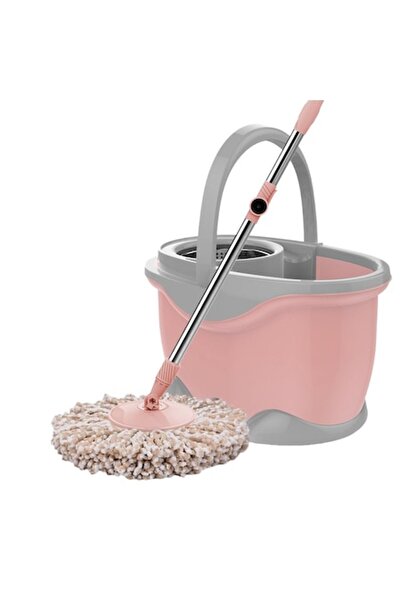 GIMASE Set mop rotativ cu găleată, microfibră, roz