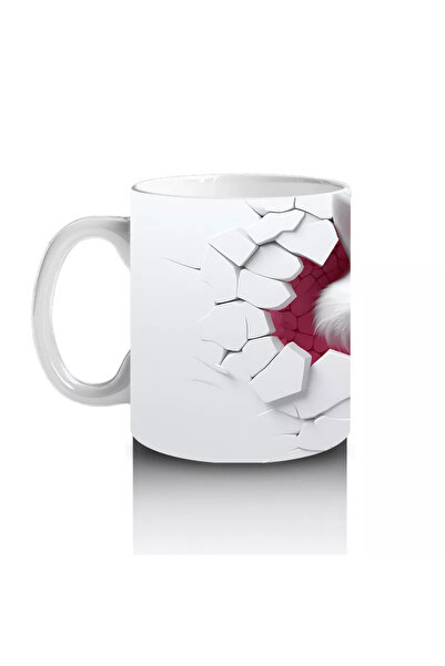 Wisdom Rain Pink-Eyed Wolf Figure between Cracked Walls - Printed Coffee Mug