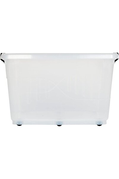 Cosmoplast Transparent Plastic Storage Box 82L with Wheels and Lockable Lid - 2-Piece Set