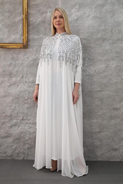 MİSS DİAMOND Stylish Abaya Ferace with Stones Inside and Long Sleeves Lined D...