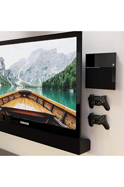 humancentric PS4 Slim Wall Mount + 2 Controller Holders (Black)