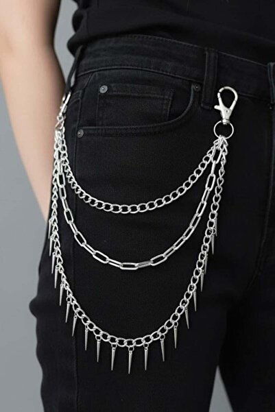 Karakedi 3 Chain Spiked Gothic Unisex Pants Chain