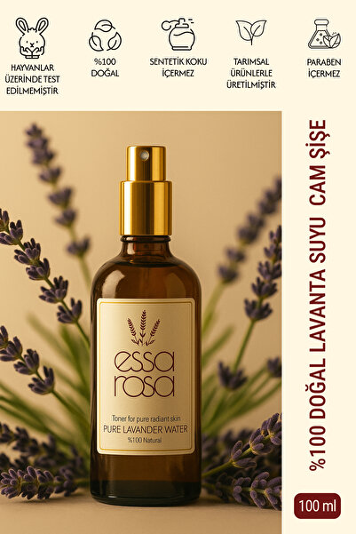 ESSAROSA PURE %100 NATURAL Lavanta Suyu Cam Şişe 100 ml, Yağı dengeler, Akne ...