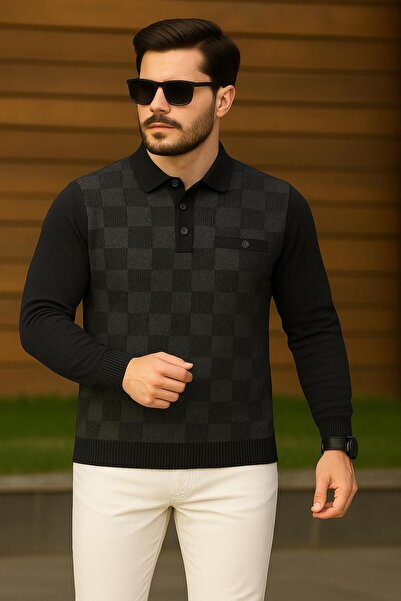 KEMAL EKİNCİ polo yakalı cepli kazak