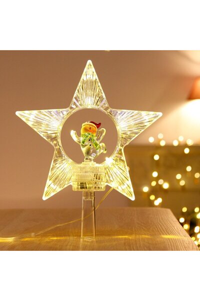 HOFF Decorațiune pentru brad în formă de stea cu om de zăpadă rotativ, 6 lumi...