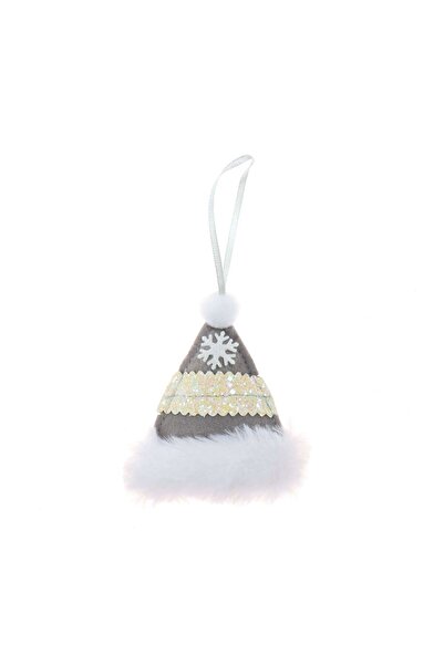 SHOPIENS Christmas decoration, hat-shaped, grey and white, 10 cm