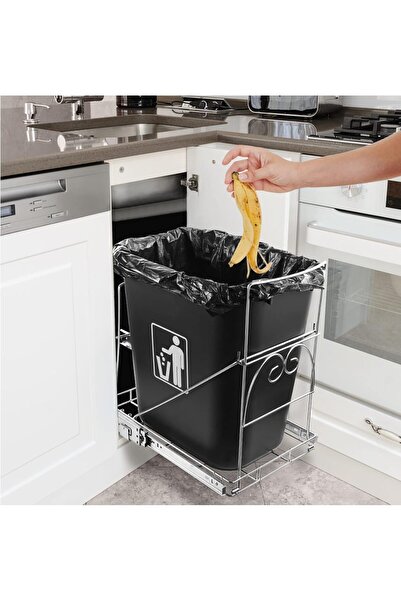 genernic Sliding Pull-Out Adjustable Folding Trash Rack for Under-Cabinet/Sink — Steel Alloy, White