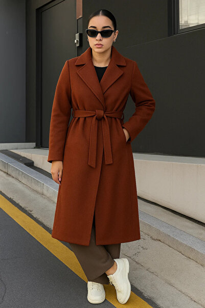 comstar Women's Double-Breasted Premium Basic Long Tile Cashmere Coat