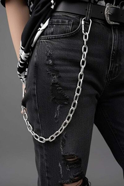 Karakedi Gothic Punk Thick Chain Detail Unisex Pants Chain