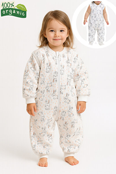 mini mia 100% Natural Cotton Anti-Sweat Sleeping Bag with Detachable Sleeves - Fine Fiber Filling 2.5 Tog