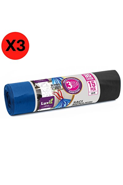 Luxia Pachet de 3 role saci de gunoi triplu strat de 35 L cu șnur de strânger...
