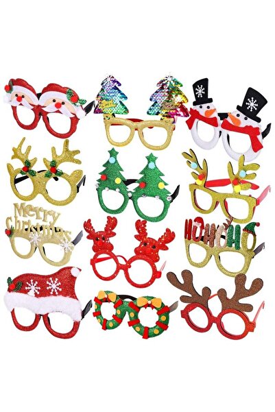 Genrice 12Pcs Christmas Glitter Party Glasses - One Size Fits All