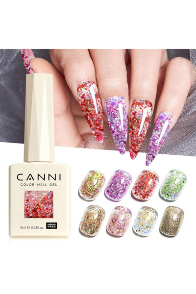 Canni 8 Renk Glitter Seri Uv Led Kalıcı Oje 13031JK