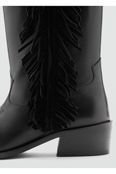 Mango Teen Püsküllü deri uzun çizme