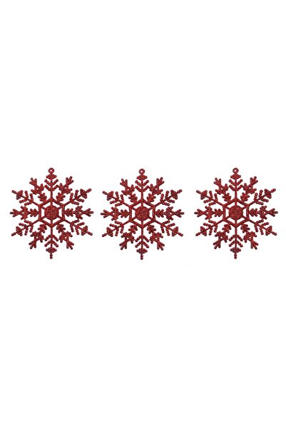 SHOPIENS Decorațiune de Crăciun, fulg de nea, roșu, 11,5 x 11,5 cm, set de 3,...