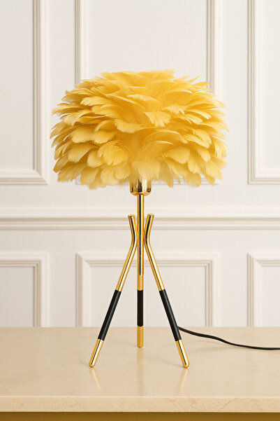 EvLight Trend Yellow Feathered Gold Metal Lampshade
