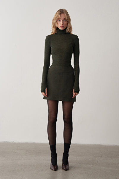 Mathilda Store Haki Süet Mini Etek