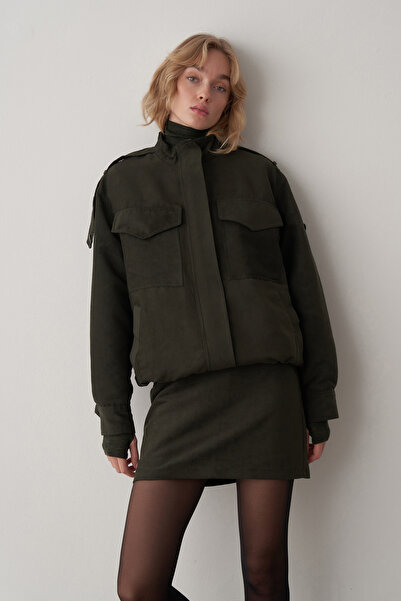 Mathilda Store Haki Süet Bomber Ceket