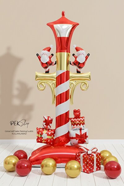 PEKSHOP بالون زينة عيد الميلاد الكبير على شكل مصباح شارع مع قاعدة