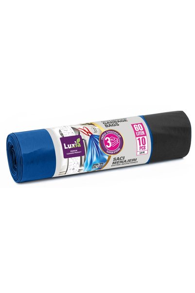 Luxia Set de 3 role saci de gunoi triplu strat cu șnur de 60 L, 10 buc/rolă, 4061