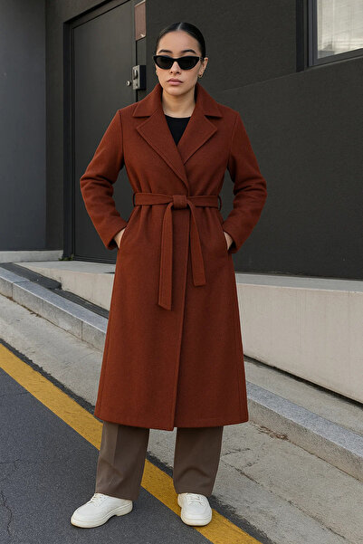 comstar Women's Double-Breasted Premium Basic Long Tile Cashmere Coat