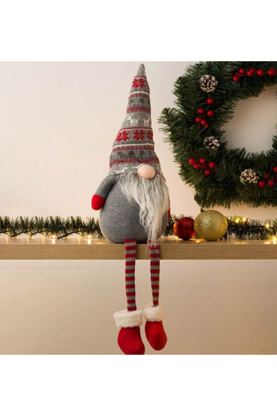 So Iconic Сидячий різдвяний ельф у сірому капелюсі / Новорічний подарунок 35 см