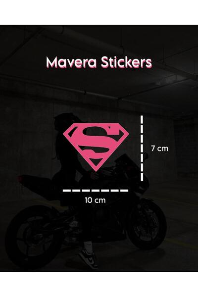 Mavera Stickers Superman Pembe Sticker 10x7cm (1 Adet) Motor-Araba-Kask-Lapto...