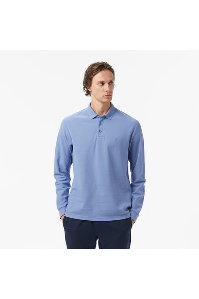 Nautica Erkek Mavi Classic Fit Uzun Kollu Polo Yaka T-Shirt