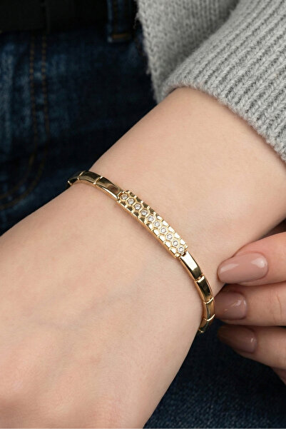 Modacaprea Xuping 14K Taşlı Künye Kadın Xuping Bileklik I 18 cm Altın Renkli ...