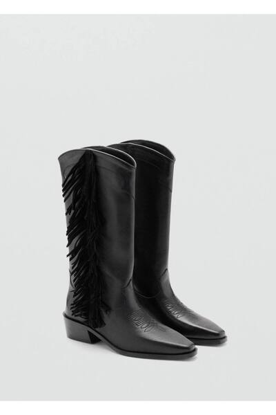 Mango Teen Püsküllü deri uzun çizme