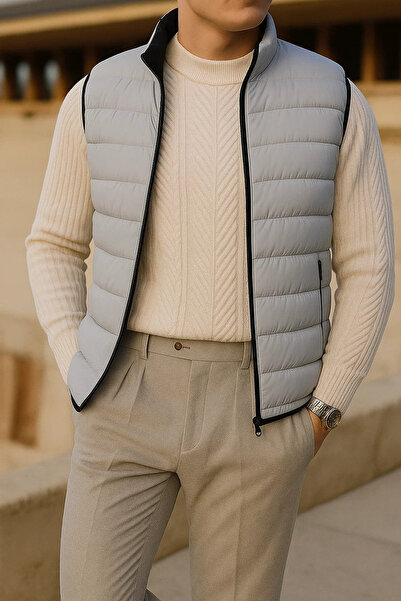 comstar Men's Winter Comfort Sleeveless Lined Grey Puffer Vest