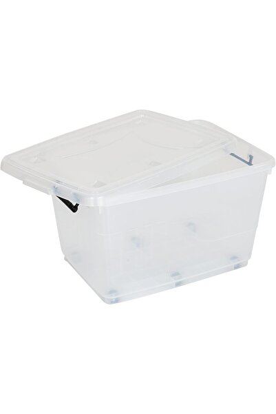 Cosmoplast Transparent Plastic Storage Box 82L with Wheels and Lockable Lid - 2-Piece Set