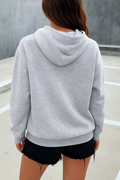 EydaMoon Women's Winter Cotton California Printed Hooded Kangaroo Pocket Regular Sweatshirt