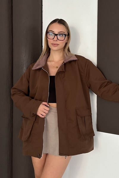 Ded COLLECTION Jachetă de damă cu guler din catifea, cu detaliu elegant de că...