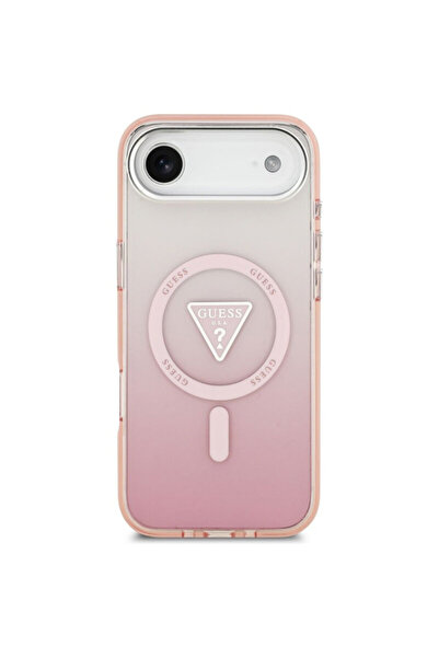 Guess IML Gradient Triangle Logo MagSafe iPhone 17 Air Case, pink