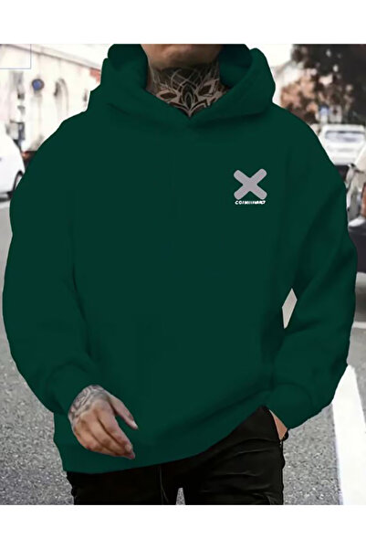 herkesemoda Φούτερ με κουκούλα με λεπτομέρεια εκτύπωσης στο στήθος