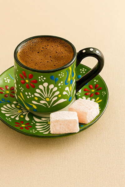 MUGUSA HEDİYELİK طقم فناجين قهوة مكون من قطعتين مصنوع يدويًا من السيراميك الص...