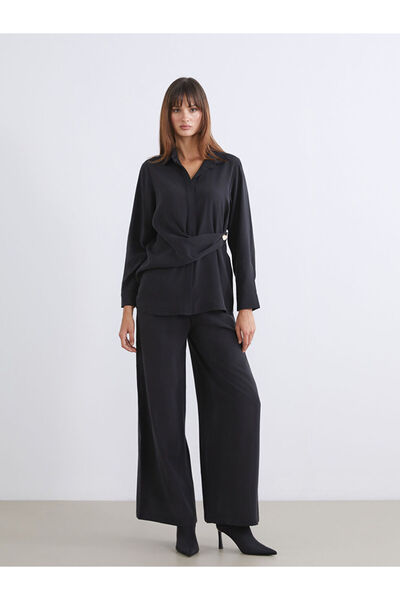 LC Waikiki Black Elastic Waist Modal Blend Women's Trousers