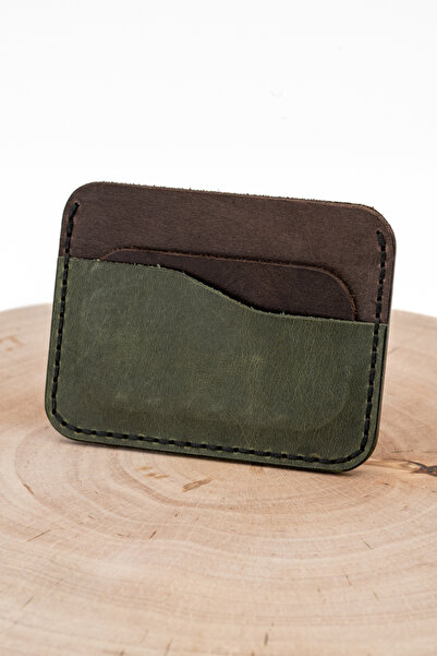 tudorAce Minimalist card holder, pull-up genuine leather Olive green