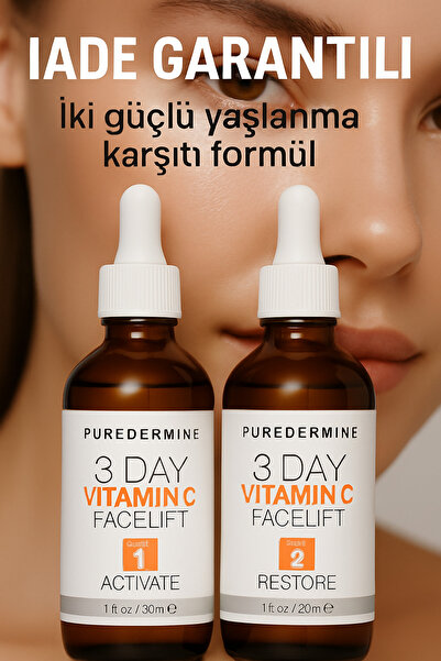 Puredermine 3 Günde Sıkılaştırma Garantili – Peeling + C Vitamini Yüz Germe K...