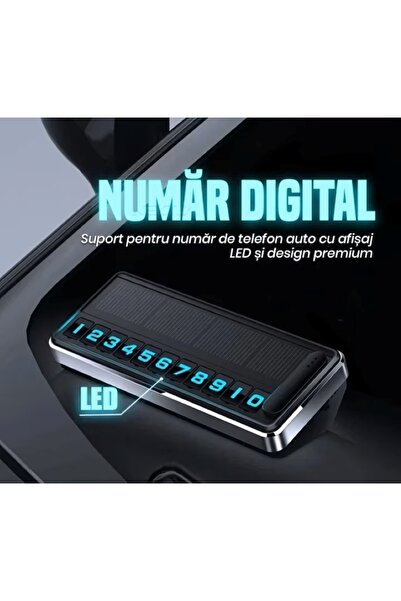 TrendyLux Suport Număr Telefon Auto, LED Solar, Cifre Detașabile, Fixare Adez...