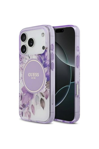 Guess Original IML Flower & Tonal Circle MagSafe Case for iPhone 17 Pro Max - Purple