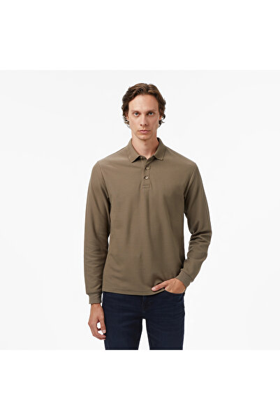 Nautica Erkek Kahverengi Classic Fit Uzun Kollu Polo Yaka T-Shirt