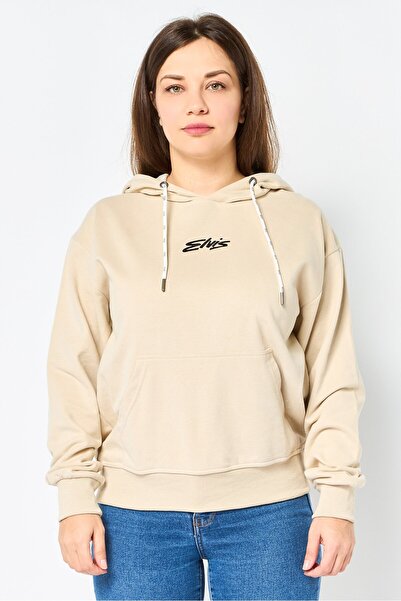 Elvis Presley Women Brand Logo Long Sleeves Hoodies, Beige
