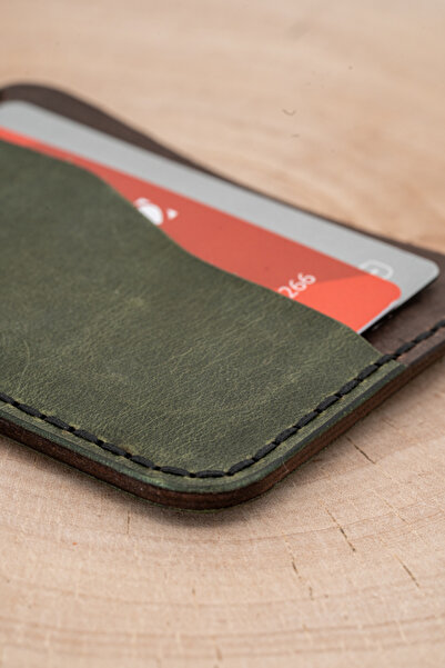 tudorAce Minimalist card holder, pull-up genuine leather Olive green