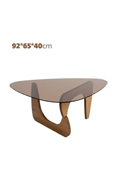 mumtaz sa Amber Glass Coffee Table 92×65×40 cm, Small Tea Table with Wooden Base