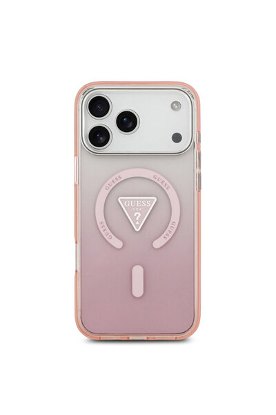 Guess Original IML Gradient Triangle Logo MagSafe iPhone 17 Pro Max Case, pink