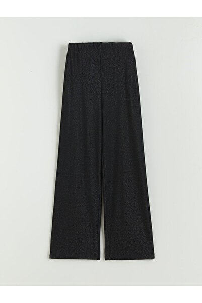 LC Waikiki Siyah Beli Lastikli Parlak Görünümlü Kadın Pantolon
