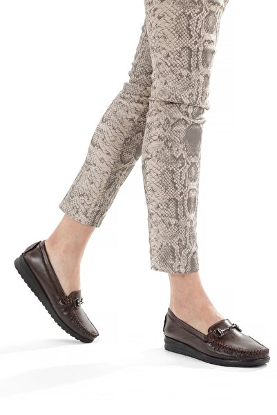 ARTI ARTI AYAKKABI حذاء راقصة الباليه باللون البني للنساء من الجلد الطبيعي من...