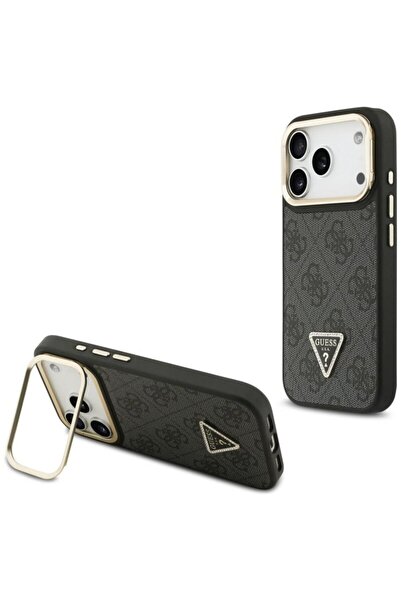 Guess Original iPhone 17 Pro Hardcase 4G Triangle Logo MagSafe with Stand Camera, black, GUHMP17LPCS